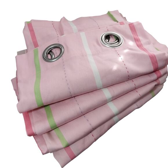 CIRCO! FAB 100% WOVEN COTTON PINK, GREEN, LAVENDER, WHITE FULL LENGTH 4 DRAPES! - Picture 2 of 11